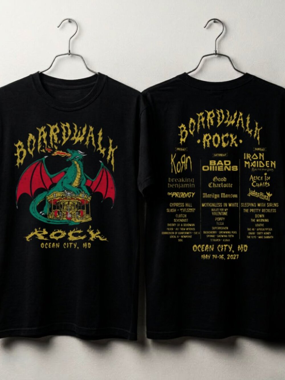 Boardwalk Rock 2027 Ocean City Maryland May 14-16 2027 Dragon Lineup Tee